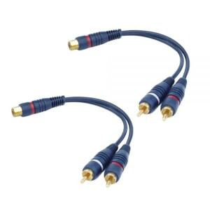 연장선 오디오선 연결변환잭 1 어댑터 홈시어터용 2 자동차 여성 및 남성 오디오 대 스플리터 서브우퍼 고충실성 RCAY 2팩 내구성