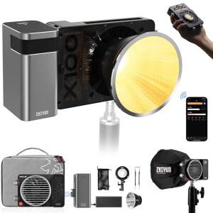 [미국배송] 지윤 몰러스 X100 바이컬러 프로 100W 비디오 라이트 [공식] V2 업그레이드 버전 프로페셔널 사진 조명 휴대용 연속 출력 2700K~650만 CRI 95 TLCI 97 유튜버 TT 사진용