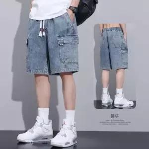 록쉬블몰 바지 데님 남성 캐주얼 여름 빈티지 일자 청반바지 반바지 5부 HO2