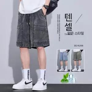 록쉬블몰 남자 바지 데님 캐주얼 하계 중 청반바지 반바지 쿨링 5부 HO2