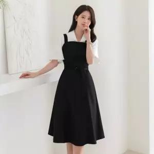 ~XXL까지 루미엘 슬리브리스 벨트 플레어 원피스 여름 나시 하객룩 오피스룩 모임룩 격식룩 빅사이즈122441