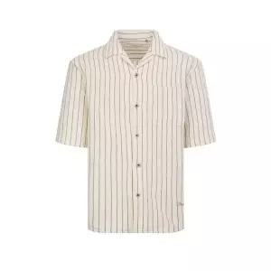 매장정품 HAZZYS 헤지스 [26SS] 아이보리 크로쉐 스트라이프 반팔 셔츠 (HZSH6B716IVA) 1375750