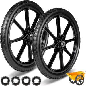 20인치 플랫 프리 타이어 및 휠 - 야드 잔디밭과 바로 트레일러(20인치 2팩)를 위한 3/4인치 5/8인치