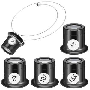 1세트 아이 클립 확대경 헤드밴드 돋보기 시계 수리 도구 보석 루페 정밀