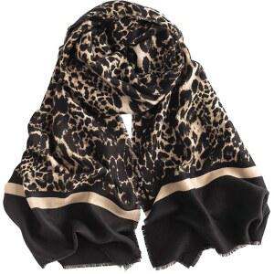 이노기 여성 겨울 패션 레오퍼드 프린트 스카프 파슈미나 담요 따뜻한 숄 랩과 짧은 태슬