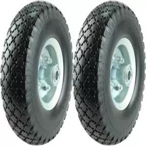 KASTFORCE KF4003 트윈 팩 10인치 솔리드 고무 타이어 휠 교체 3.00-4 프리 5/8인치 베어링 2.15인치