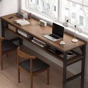 긴 테이블 이중학습 오크 우드 직사각형 화이트 책상 이중