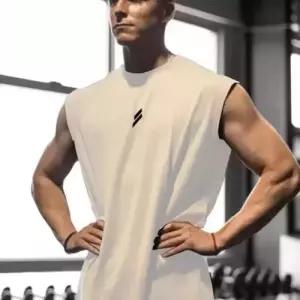 남자 하계 반팔 통기 운동 피트니스 흡습 민소매 속건 웨어 근력 조끼 및 훈련 나시 KS2