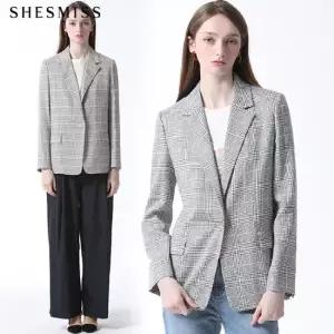 [쉬즈미스] 프리미엄소재 체크 패턴 린넨 재킷