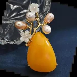 자석넥워머 자연주의 악세사리 호박 자개 꽃 담수진주 브로치