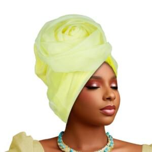 전통 생사ilk 아프리카 터번 캡 헤드웨어 큰 장미꽃 가볍고 통기성 좋은 보닛 파티