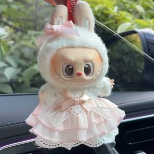 라부부 액세서리: 핑크 리본 드레스 - 귀여운 15/17cm 비닐 인형 요정 의상