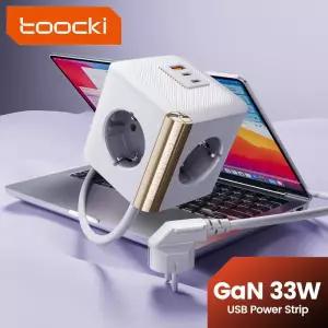 Toocki C27/28A 33W GaN 전원 스트립 EU/KR 7 in 1 USB C 포트 4000W 4AC 콘센트 데스크탑 충전 스테이션