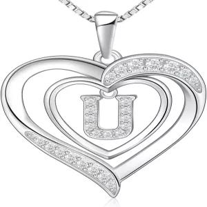여성용 RIVIKO 하트 이니셜 목걸이 925 스털링 실버 레터 펜던트 맞춤형 참 알파벳 주얼리 발렌타인
