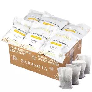 사라소타 커피 필터 팩 미디엄 로스트 브렉퍼스트 블렌드 저산 파우치 고메 러 선물 세트 그라운드 12컵