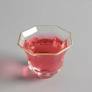 골드테두리 팔각 유리찻잔 다기잔 40ml (80013A)