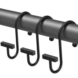 검은색 샤워 커튼 고리, 욕실용 방청 T-바 금속 장식 커튼용 12PCS 고리