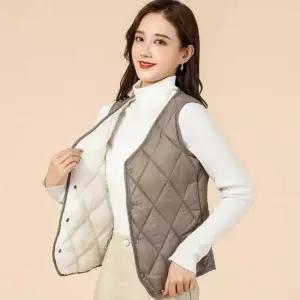 경량 브이넥 솜패딩 조끼 여성용 캠핑 등산 베스트