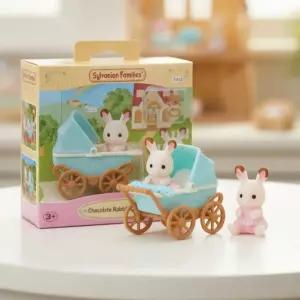 실바니안 패밀리 초콜릿토끼 쌍둥이 유모차 토끼 인형 피규어 모형 장난감 역할놀이 미니어처