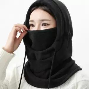 여성 포근한 폴라 4in1 모자 마스크 후드 워머 목토시 골프넥워머 방한용품 겨울넥워머