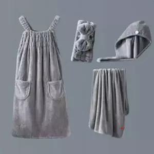 [콩심팥심]극세사 샤워가운 타월 터번 4종세트 밴딩 도톰 물흡수 골프가운