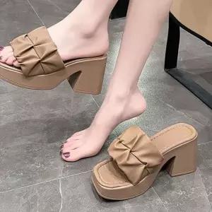 심플한 통굽 슬리퍼 여성 키높이 사무실 데일리 신발 통굽슬리퍼 웨지힐슬리퍼