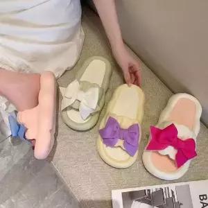 교사 무소음 물놀이 사무실리본슬리퍼 키높이 실내화 3cm슬리퍼 편한여성슬리퍼 꽃슬리퍼