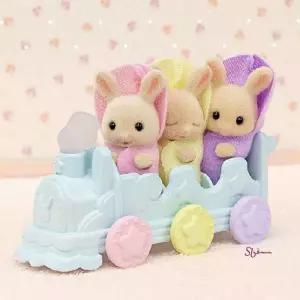 실바니안 놀이세트 밀크토끼 쌍둥이의 목욕 패밀리 세쌍둥이의 피규어 장난감 인형ijk499