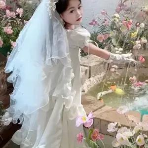 빈티지 웨딩드레스 새틴 화보 셀프 복고 스냅 촬영 사진