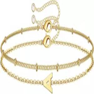 여성을 위한 M 무함 발렌타인 데이 선물 - 레이어드 이니셜 브레이슬릿 편지 A-Z Charm 청소년 생일 주얼리