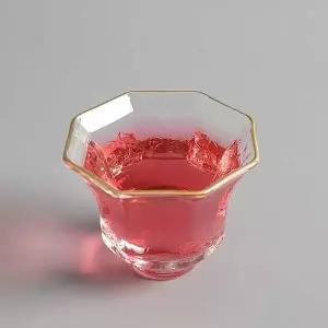 골드테두리 팔각 유리찻잔 다기잔 40ml (80013A)