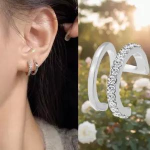 [라일리쥬얼리] Rly 더블 링 큐빅 귀걸이 이어커프 노피어싱 귓바퀴