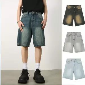 와이드 청반바지 남성 데님 반바지 루즈핏 버뮤다