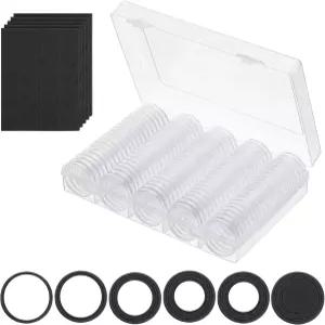 파티킬 동전 스냅 홀더 100팩 케이스 보관 라운드 오거나이저 박스 장착 17/20/25/27/30mm 수집 용품 블랙