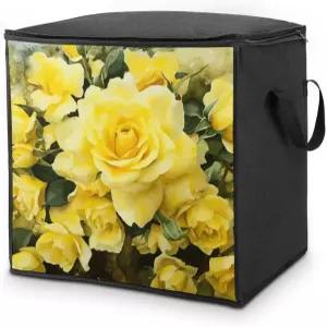 옐로 로즈 보관 가방 편안한 침구류 담요 정리함 지퍼와 손잡이가 있는 이동 두꺼운 통기성 옷장 및 침대