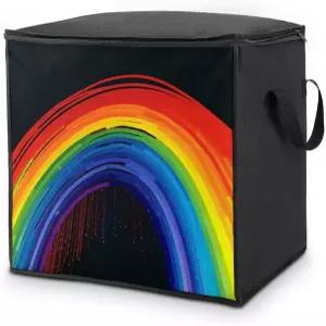 지퍼와 손잡이가 달린 레인보우 수납 가방 편안한 침구류 담요 정리함 두꺼운 통기성 옷장 및 침대 밑
