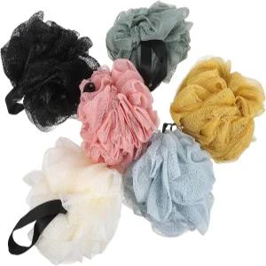 니양글 6개 각질 제거 목욕 수세미 스펀지 세트 바디 스크럽 및 피부 클렌징을 위한 부드러운 메시 샤워