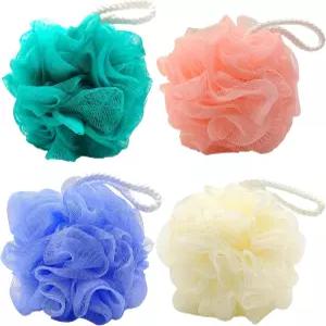 루파 스펀지 샤워기 4종 세트 각질 제거 샤워 볼 스크럽 바디 부드러운 메시 딥 클렌징 목욕 도구 풍부한