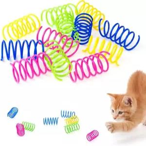 바우어버드 고양이 나선형 스프링 장난감 실내 위한 12팩 컬러풀 플라스틱 코일 사냥 추격 물어뜯기 배팅을