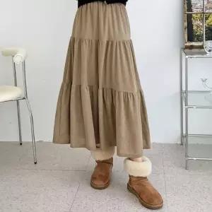 [라일리여성의류] Rly 코듀로이 주름 플리츠 치마바지 A라인 롱스커트