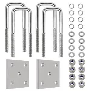 보트 트레일러 액슬 U-볼트 키트 2인치 스프링용 스테인리스 스틸 스퀘어 너트가 장착된 헤비 듀티 및 아연