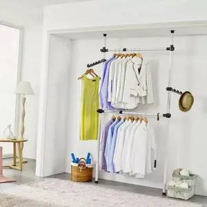 [라일리생활건강] Rly 2단 다용도 옷방 정리 행거 고정식