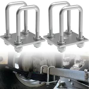 보트 트레일러 장착용 사각형 U-볼트 키트 액슬 스프링 아연 4개의 2개의 플레이트 너트가 헤비 듀티 및