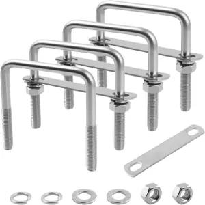 4PCS M10x80x100mm 정사각형 U 볼트 3인치 너비 스테인리스 스틸 자동차 키트에는
