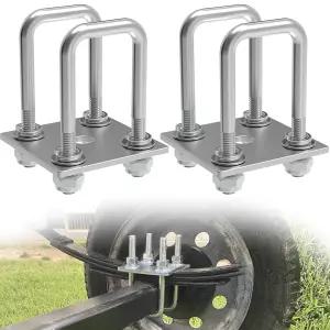 보트 트레일러 장착용 스퀘어 U-볼트 키트 액슬 스프링 아연 4 2 플레이트 너트가 헤비 듀티 및 자동차
