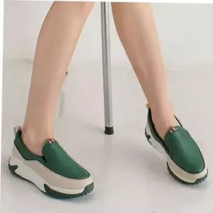 여성스니커즈 여자 소가죽 키높이 슬립온 스니커즈 데일리화