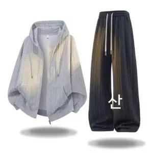 토르 남성용 투피스 츄리닝 세트 봄가을 카디건 후드 티 코디 OPH3