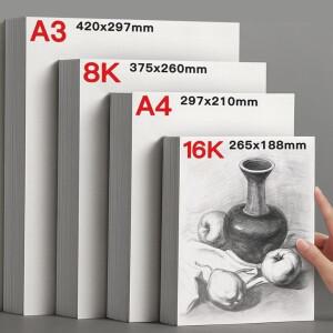 스케치 용지 25매 A4/A3/8K/16K 160g 성인 및 학생용 아티스트 용지-흑연 목탄 연필 색연필 드로잉