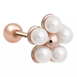 [NS홈쇼핑][미니아트] 14K 골드필드 핀 진주 꽃 플라워 로즈골드 피어싱 한쪽..[35843787]