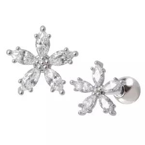 [NS홈쇼핑][미니아트] 써지컬 스틸 펜타스 큐빅 꽃 패션 피어싱 한쪽[35843839]